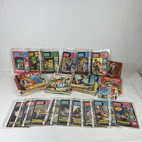 Parti serietidningar, mestadels "Agent X9".