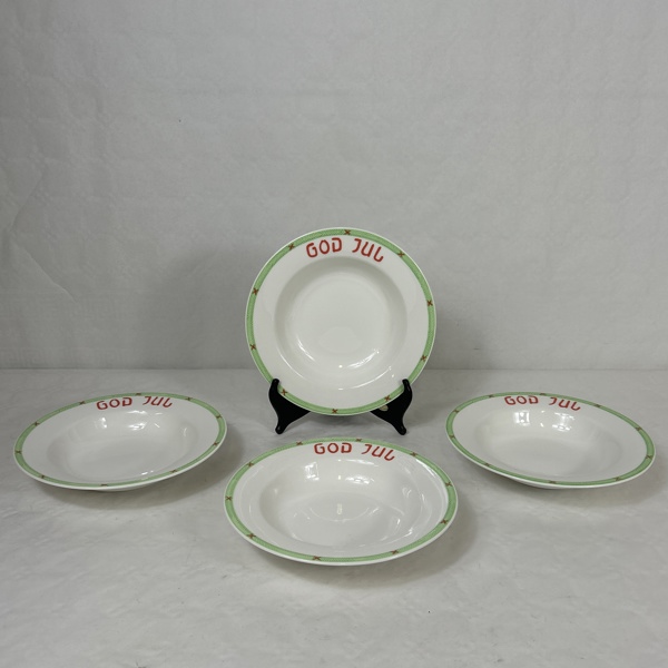 Gröttallrikar, 4st, "God Jul", Rörstrand.
