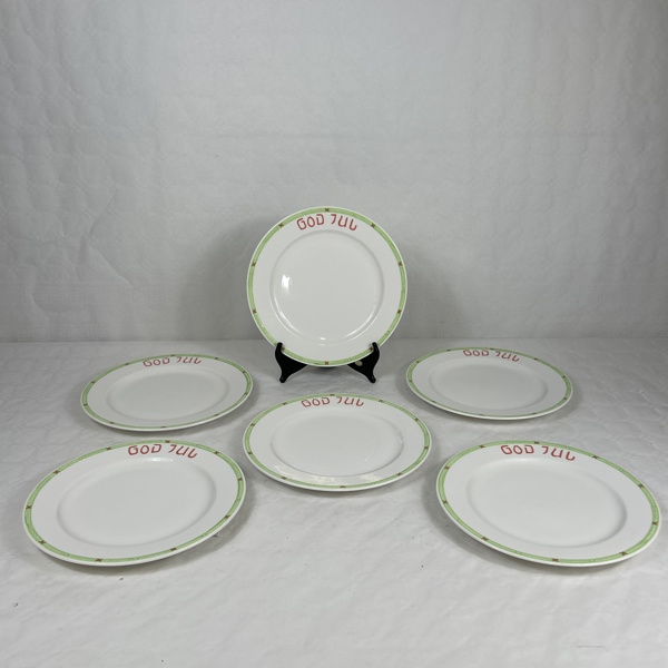 Mattallrikar, 6st, "God Jul", Old Gustavsberg, Rörstrand.