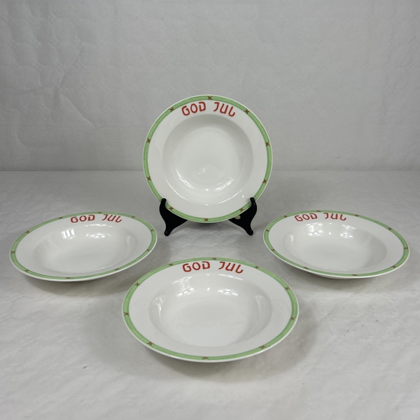 Gröttallrikar, 4st, "God Jul", Rörstrand.