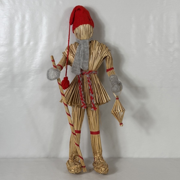 Tomte med lykta, halm.