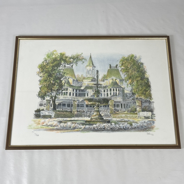 Ted Stanley. Färglitografi, Flustret, Uppsala motiv.