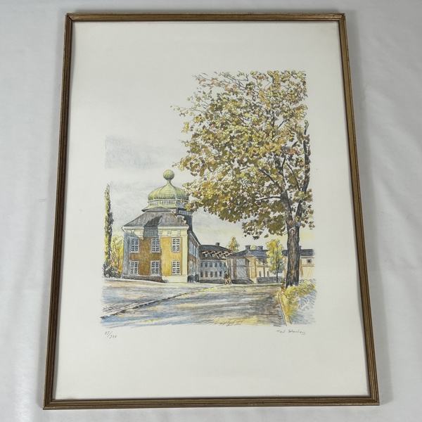 Ted Stanley. Färglitografi, Gustavianum, Uppsala motiv.