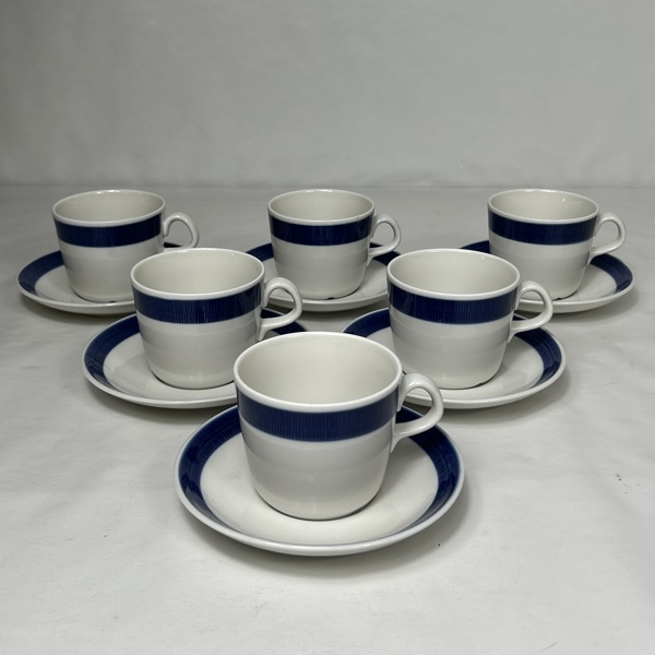 Kaffekoppar med fat, 6st, "Koka", Rörstrand.