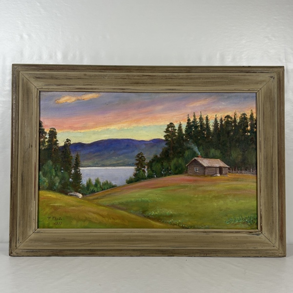 Oidentifierad konstnär. Olja på pannå, singerad och daterad 1937.