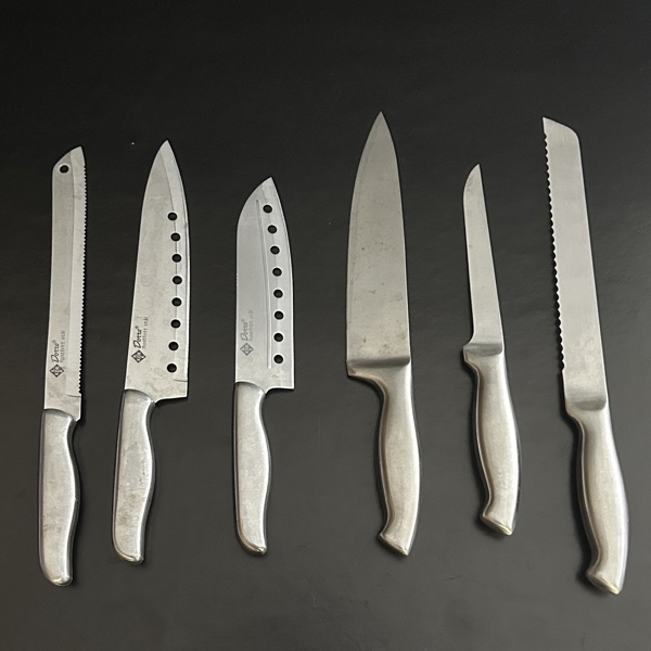 Kockknivar, 6st, rostfritt.
