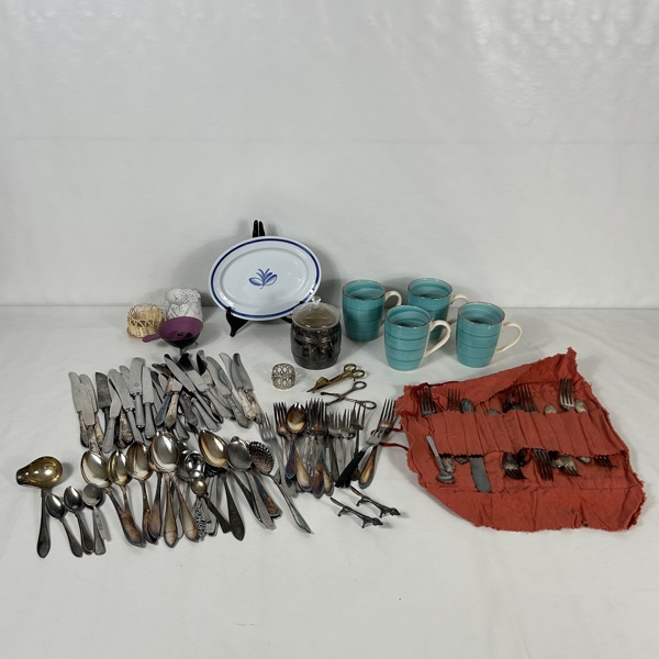 Parti nysilver och porslin, m.m.