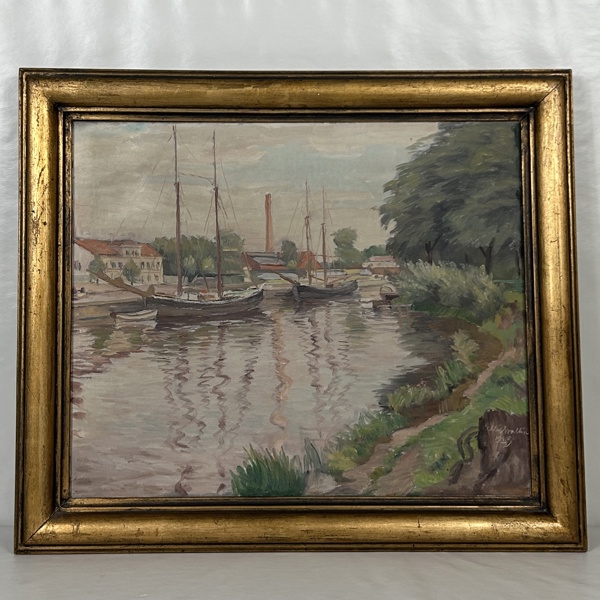 Ellis Wallin. Olja på duk, Uppsala motiv, signerad.