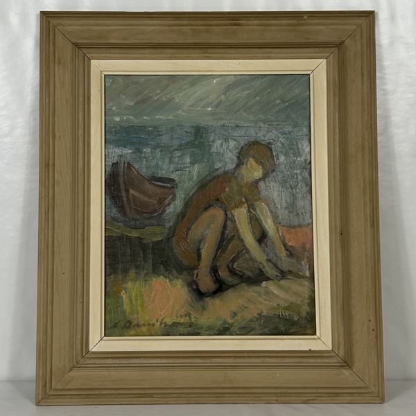 Okänd konstnär. Olja på pannå, signerad.