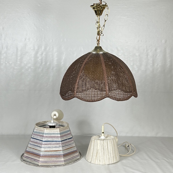 Taklampor, 3st, plast och textil.