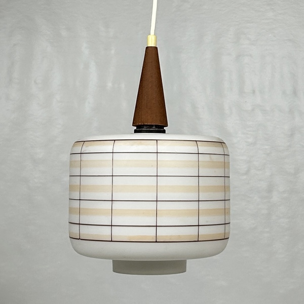 Taklampa, teak och glas, 1900-tal.