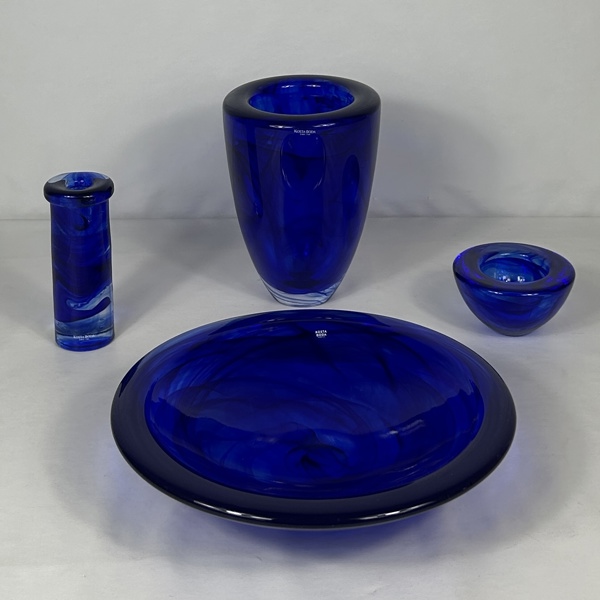 Anna Ehrner. Vaser, skål och ljuslykta, 4 delar, Kosta Boda.