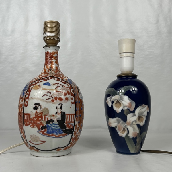 Bordslampor, 2st, Kina och Royal Copenhagen.