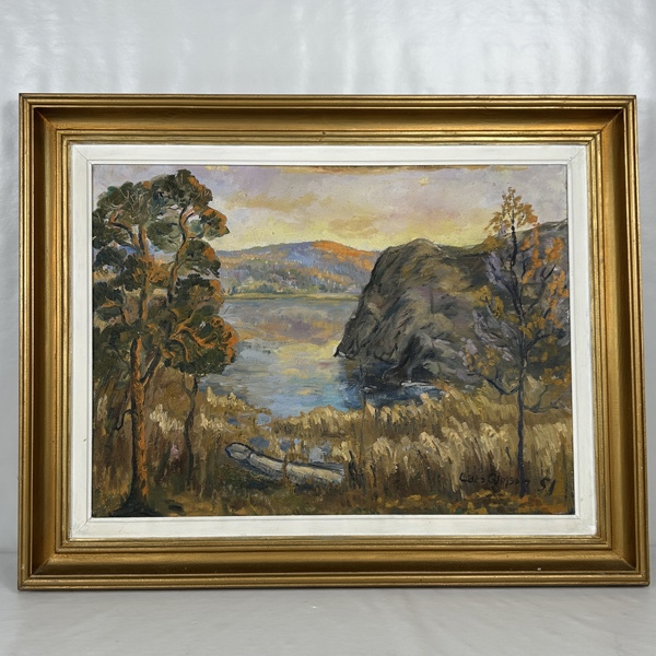 Lars Olofsson. Olja på pannå, signerad.