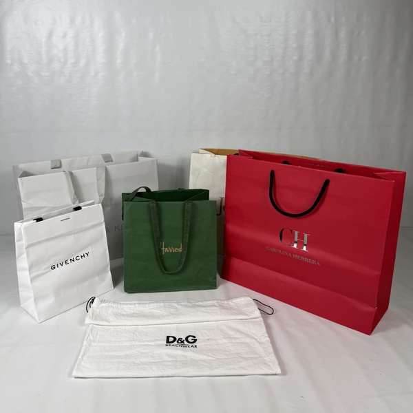 Märkespåsar 6st, papper och textil. 