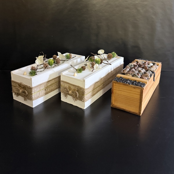 Lådor, 3 st, handgjorda. 