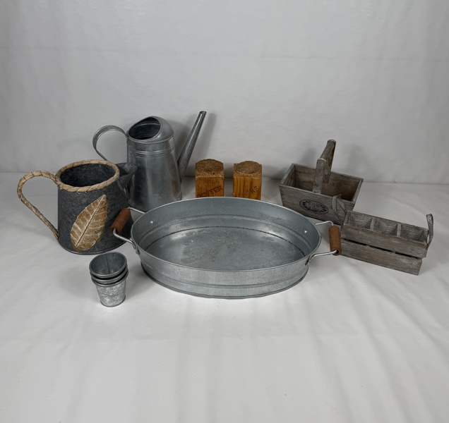 Zink- och träföremål, 10st.