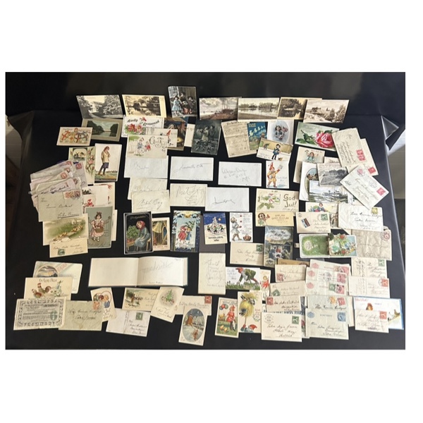 Autografblock, vykort och julkort.