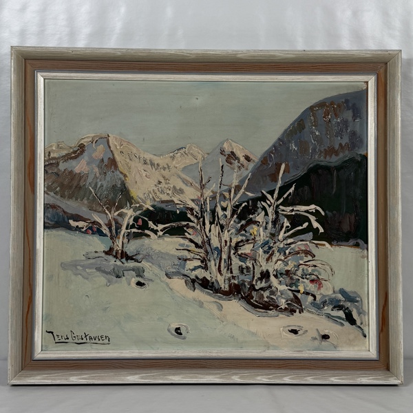 Jens Gustavsen. Olja på pannå, signerad.