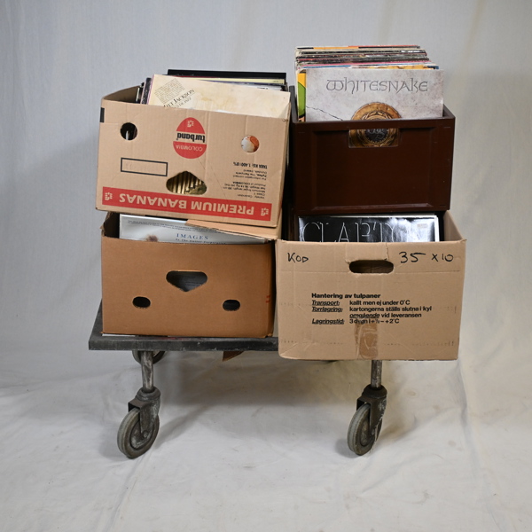 LP skivor, 4 lådor.