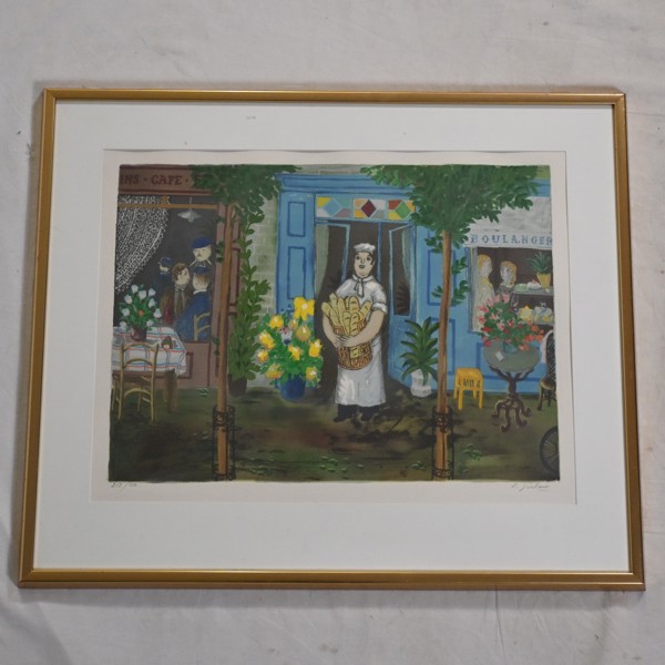 Lennart Jirlow. "Det dagliga brödet" Färglitografi, signerad.