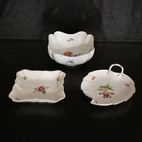 Skål och fat, 3 delar, porslin, Meissen, Tyskland.