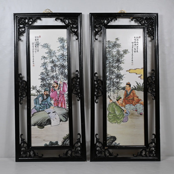 Porslinmålningar, 2st, Kina.