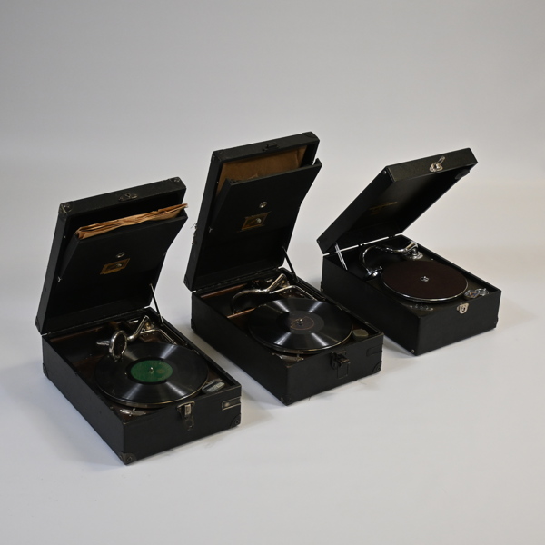 Skivspelare, 3st, 1900-tal.