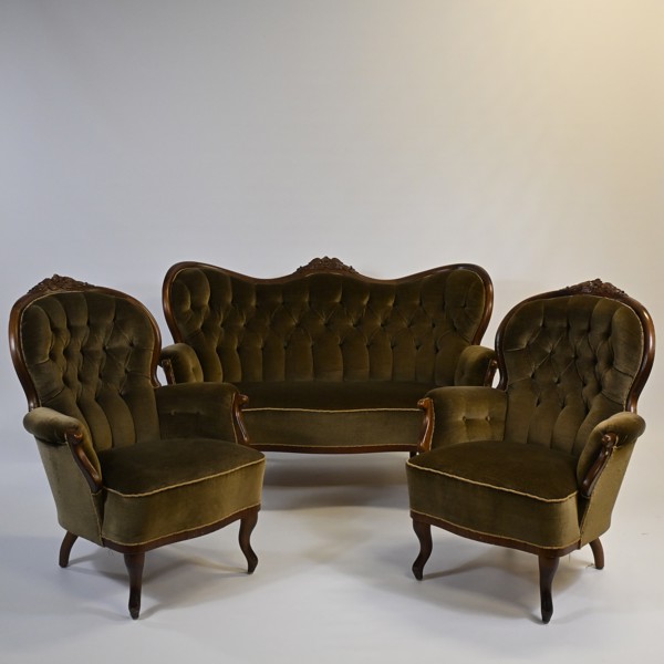 Soffgrupp, 3 delar, rokokostil, 1900-tal.