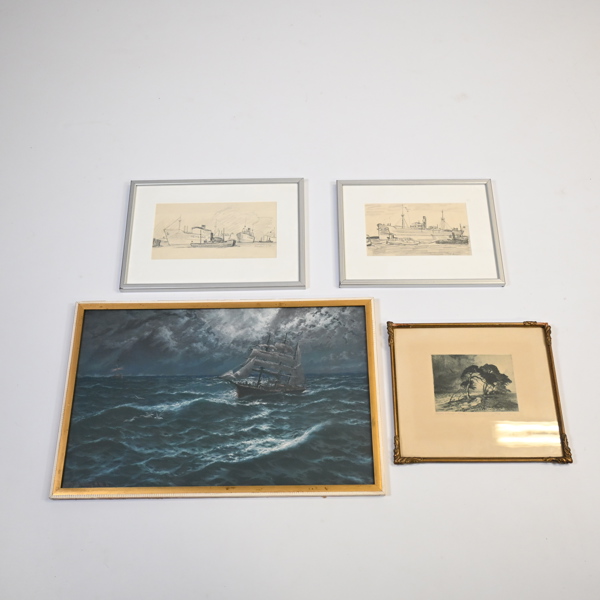 Parti tavlor, 4st, varav två Harald Lindberg.