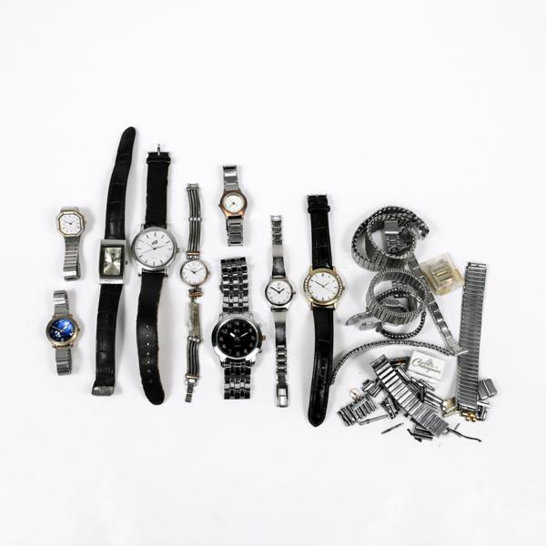 Parti armbandsur, samt reservdelar.