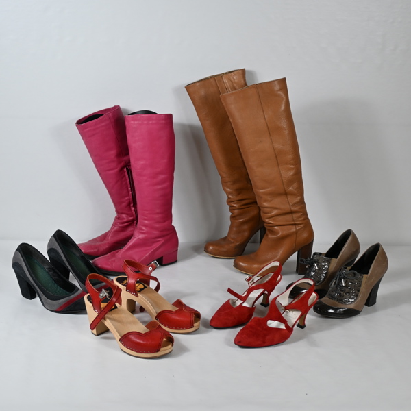 Klackskor och stövlar, 4+2 par, strl 37.