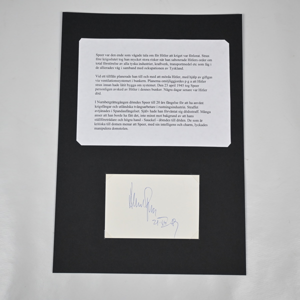 Autograf, Albert Speer (1905-1981).