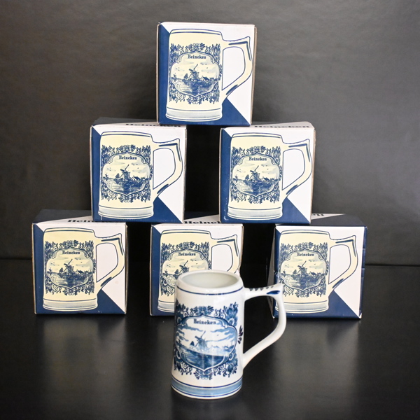 Ölsejdlar i glaserat stengods, 6st, Heineken.