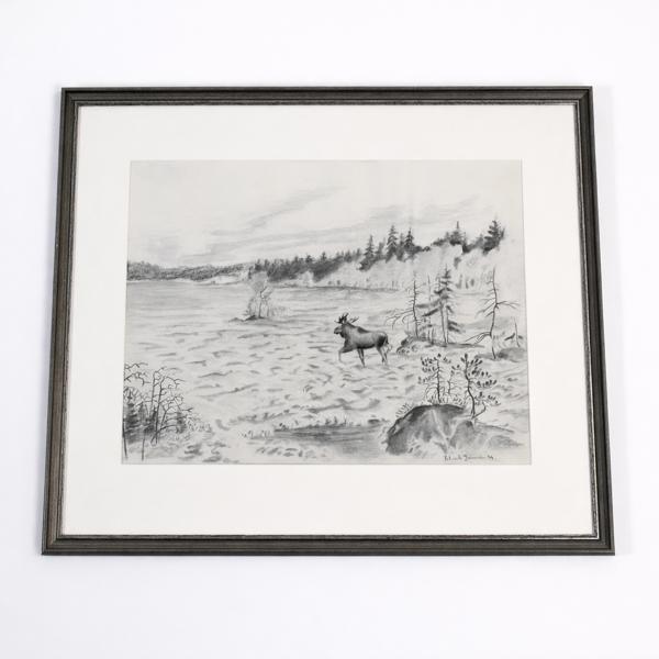 Roland Jansson. Blyertsteckning, signerad.