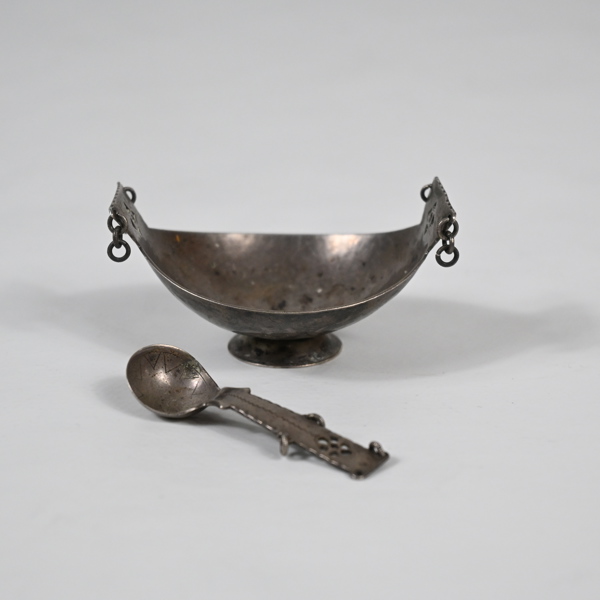 Göte Persson, saltkar med sked, samesilver, 830.