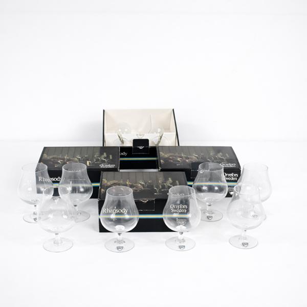 Whiskey och snapsglas, 8+8st, "Rhapsody", Orrefors.