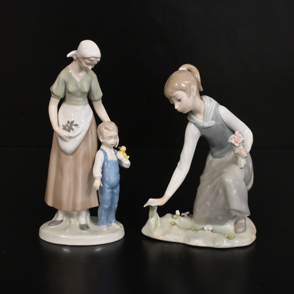 Figuriner i porslin, 2st, Tyskland och Spanien.