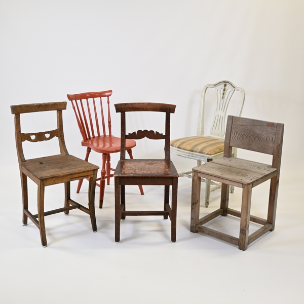 Stolar, 5st, olika modeller, 18/1900-tal.