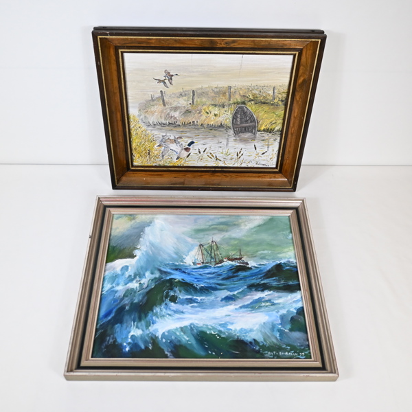 Oljor 2st, signerade, 1900-talets andra hälft.