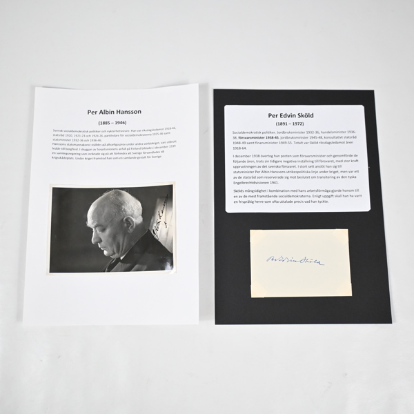 Autografer, Per Albin Hansson (1885-1946) & Per Edvin Sköld (1891-1972).