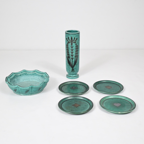 Wilhelm Kåge, 6 delar, "Argenta", Gustavsberg.