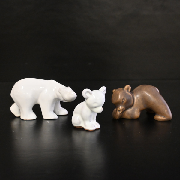 Figuriner i keramik, 3st, björnar.
