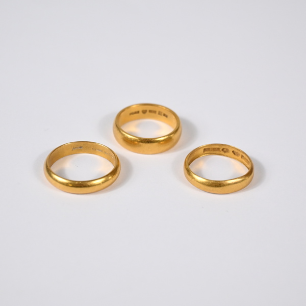 Ringar i 23k guld, 3st.