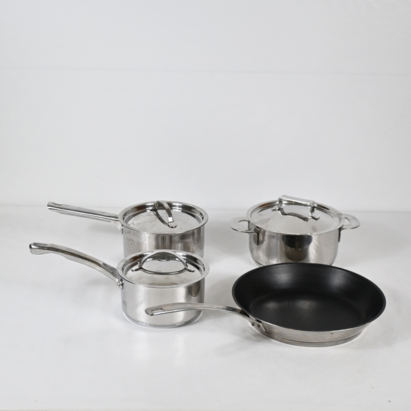 Kastruller och stekpanna, 4st, Anders Petter och Iittala. 