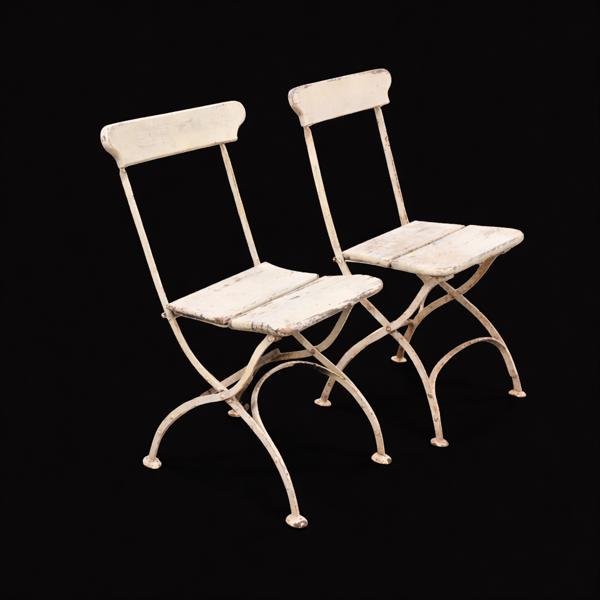 Trädgårdsstolar, ett par, hopfällbara.