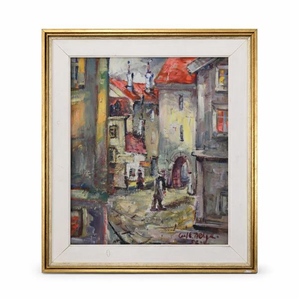 Okänd konstnär, olja på pannå, signerad.