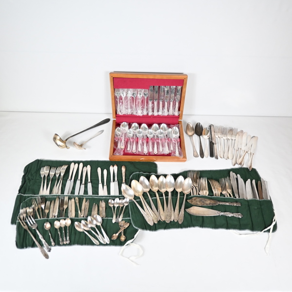 Stort parti bestick, nysilver, 1900-tal.