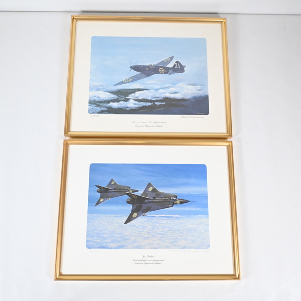 Färglitografier, 2st, signerade.