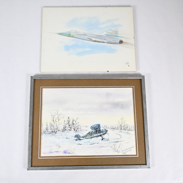 Akvareller, 2st, signerade.